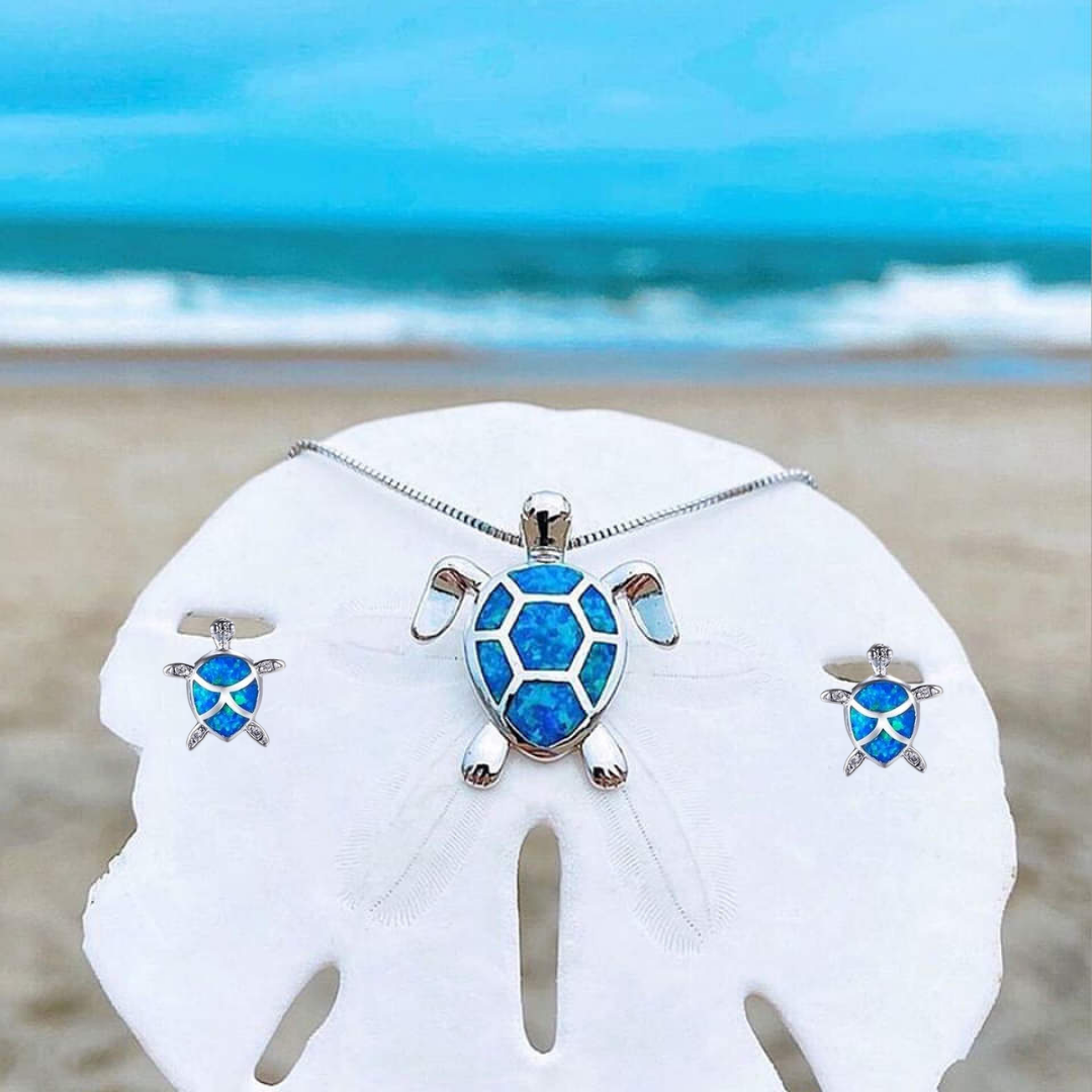 Ocean Wonder Turtle Set with Necklace and Earrings - Mila-Blue-Nora Luxe