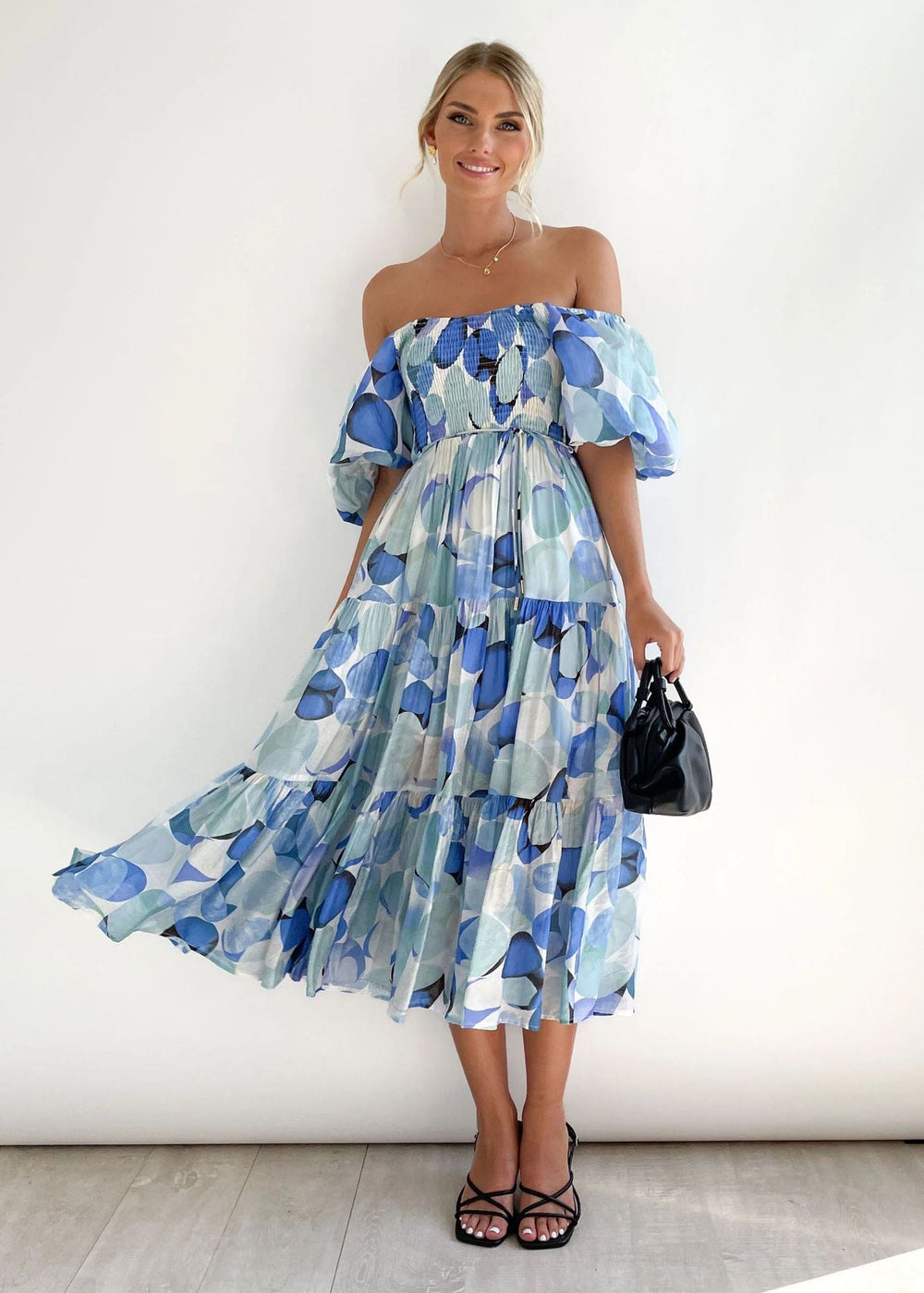 Off-Shoulder Midi Dress – Talia-Dark blue-XS-State of Style