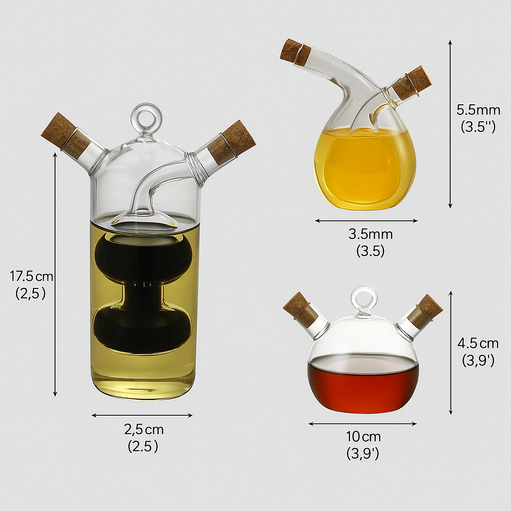Oil & Vinegar Dispenser - DualPour-3 Balls-Nora Luxe