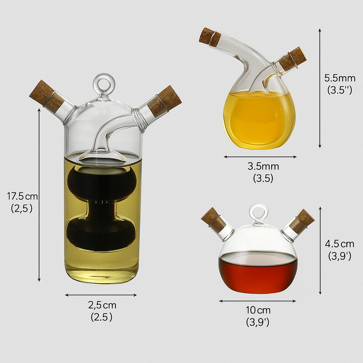 Oil & Vinegar Dispenser - DualPour-3 Balls-Nora Luxe