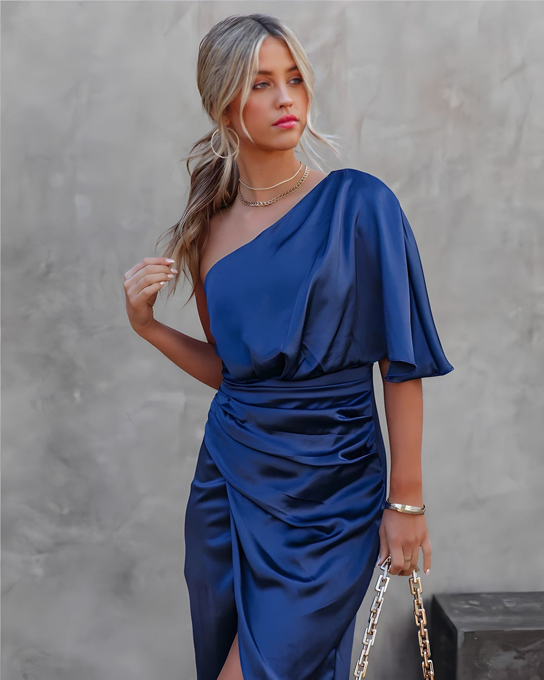 One-Shoulder Cocktail Dress - Valeria-Blue-S-The Livary