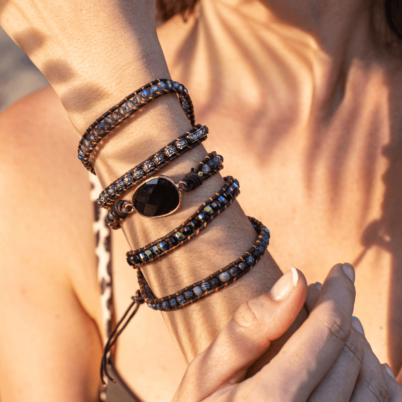 Onyx Moonlight Protective Wrap Bracelet - Lunara-Nora Luxe