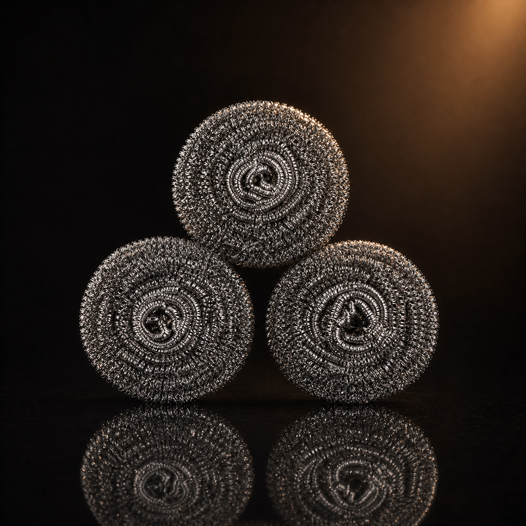 Titanium Pan Scrubbers set of 3 silver metal scrubbers
