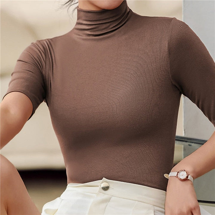 Seamless & Soft Women's Turtleneck Top with Form-Fitting Cut – Arina Fall Collection