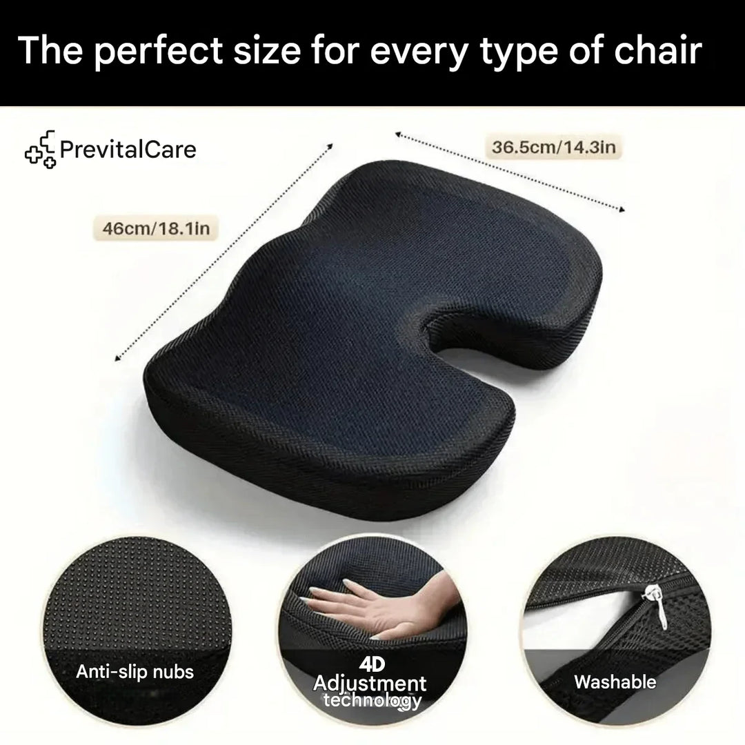 Orthopaedic 4D Seat Cushion - PosturePlus-Black-1 Pillow-Nora Luxe
