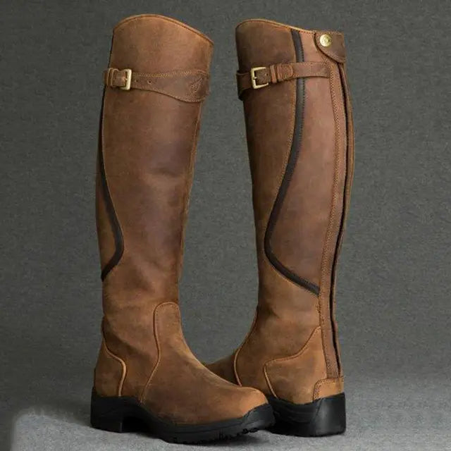 Orthopaedic Boots with Buckle Details - Elara-Brown-4.0-Nora Luxe