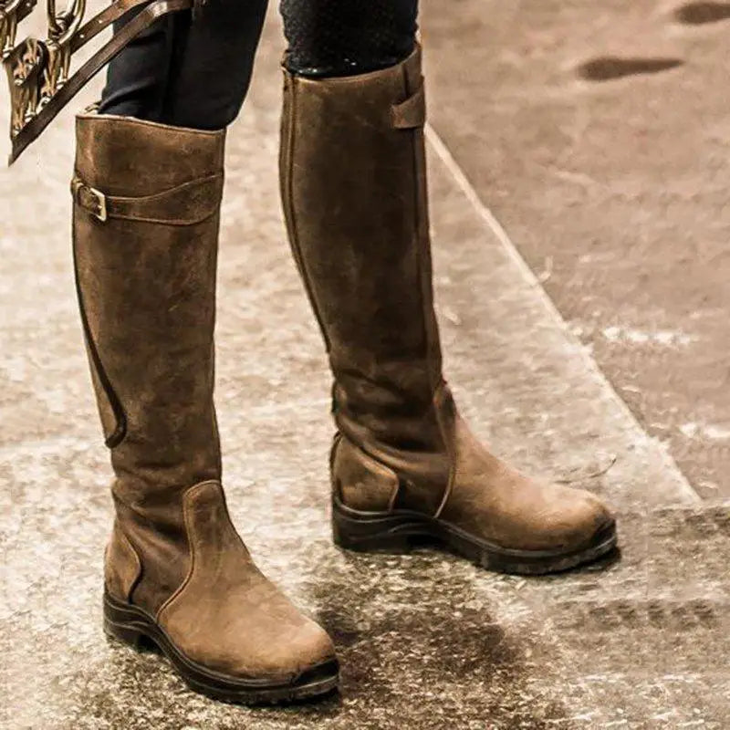 Orthopaedic Boots with Buckle Details - Elara-Dark Brown-4.0-Nora Luxe