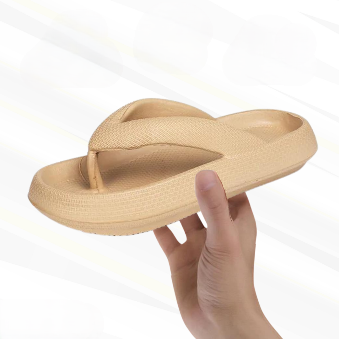 Orthopaedic Comfort Flip-Flops – Elara-Beige-3-4-Nora Luxe