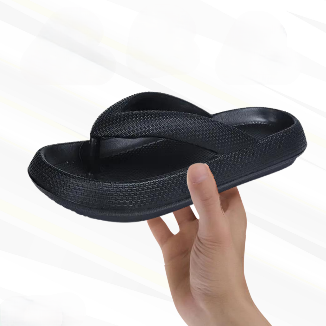 Orthopaedic Comfort Flip-Flops – Elara-Black-3-4-Nora Luxe