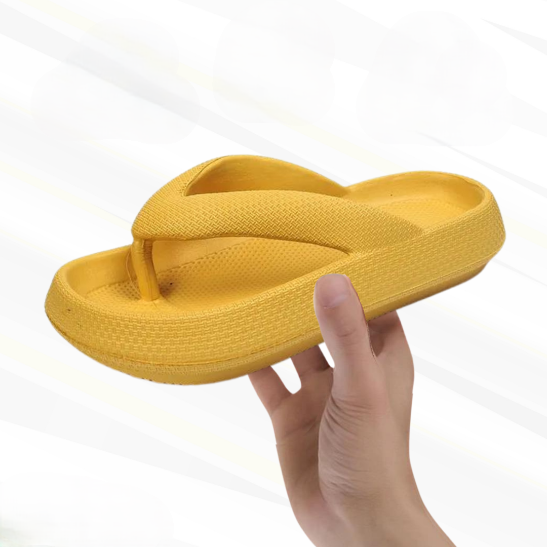 Orthopaedic Comfort Flip-Flops – Elara-Yellow-3-4-Nora Luxe