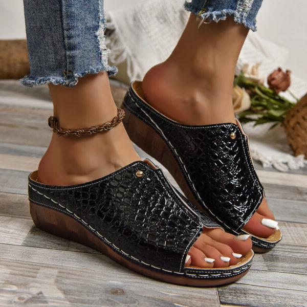 Orthopaedic comfort sandals for women – Amalia-Black-3.5-Nora Luxe