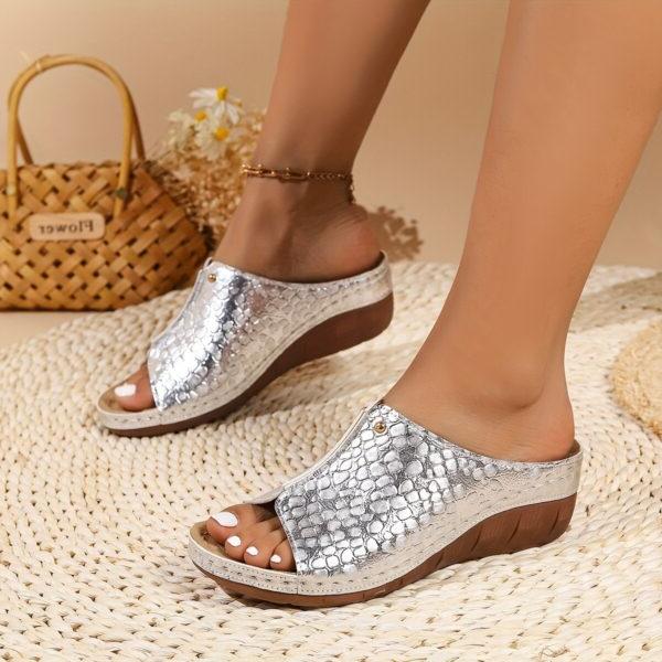 Orthopaedic comfort sandals for women – Amalia-Silver-3.5-Nora Luxe