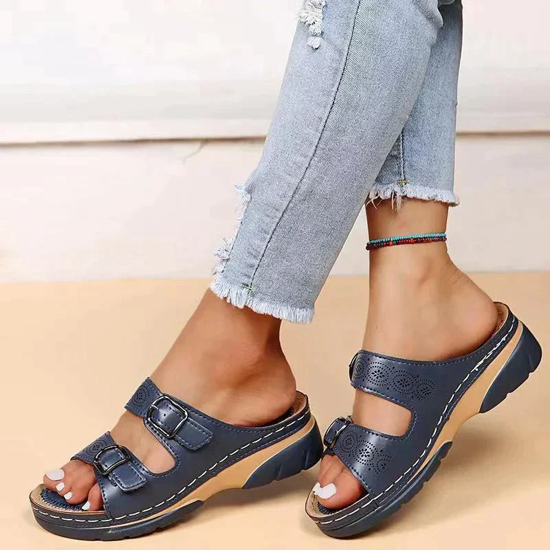 Orthopaedic comfort sandals for women - Elena-Blue-3-Nora Luxe