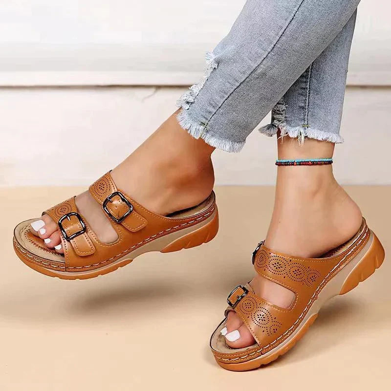 Orthopaedic comfort sandals for women - Elena-Brown-3-Nora Luxe