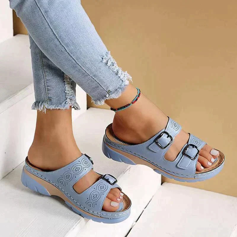 Orthopaedic comfort sandals for women - Elena-Light blue-3-Nora Luxe