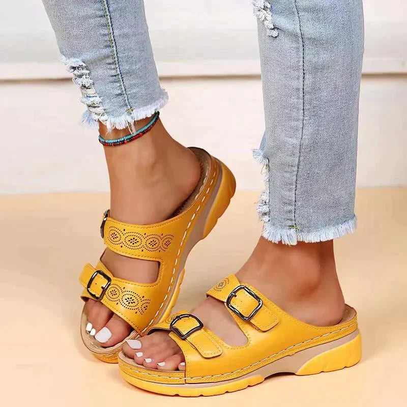 Orthopaedic comfort sandals for women - Elena-Yellow-3-Nora Luxe