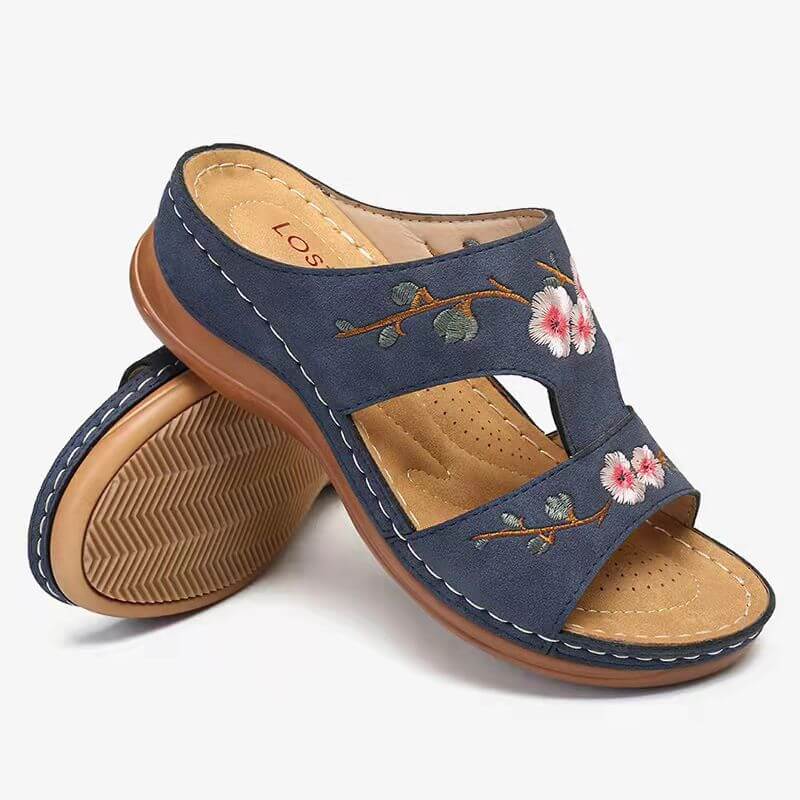 Orthopaedic flower sandals for women – Florina-Beige-3-Nora Luxe