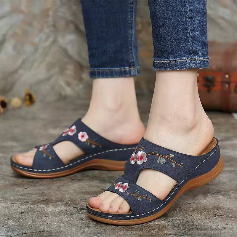 Orthopaedic flower sandals for women – Florina-Beige-3-Nora Luxe