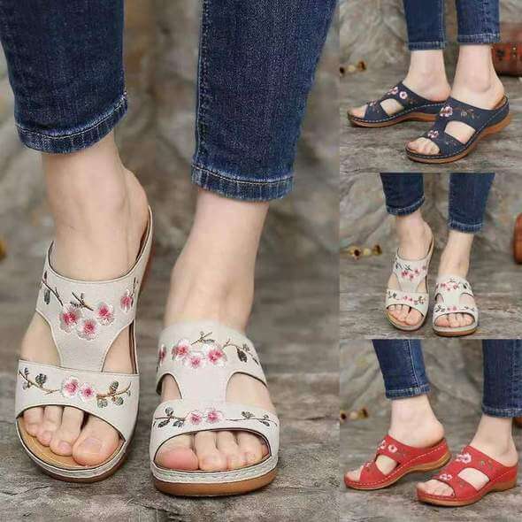 Orthopaedic flower sandals for women – Florina-Beige-3-Nora Luxe