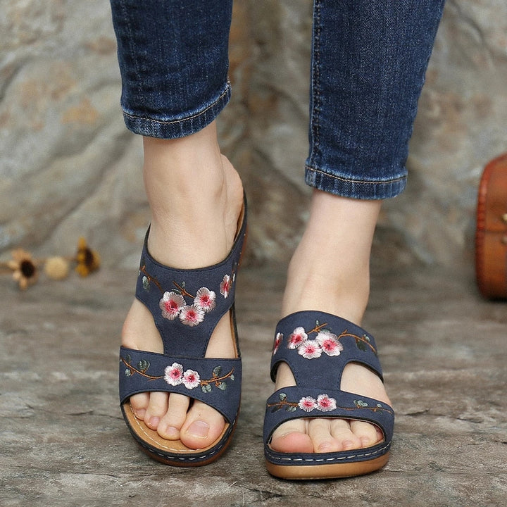 Orthopaedic flower sandals for women – Florina-Beige-3-Nora Luxe