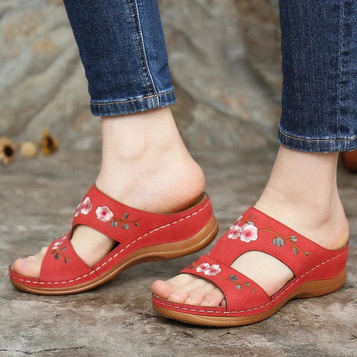 Orthopaedic flower sandals for women – Florina-Beige-3-Nora Luxe