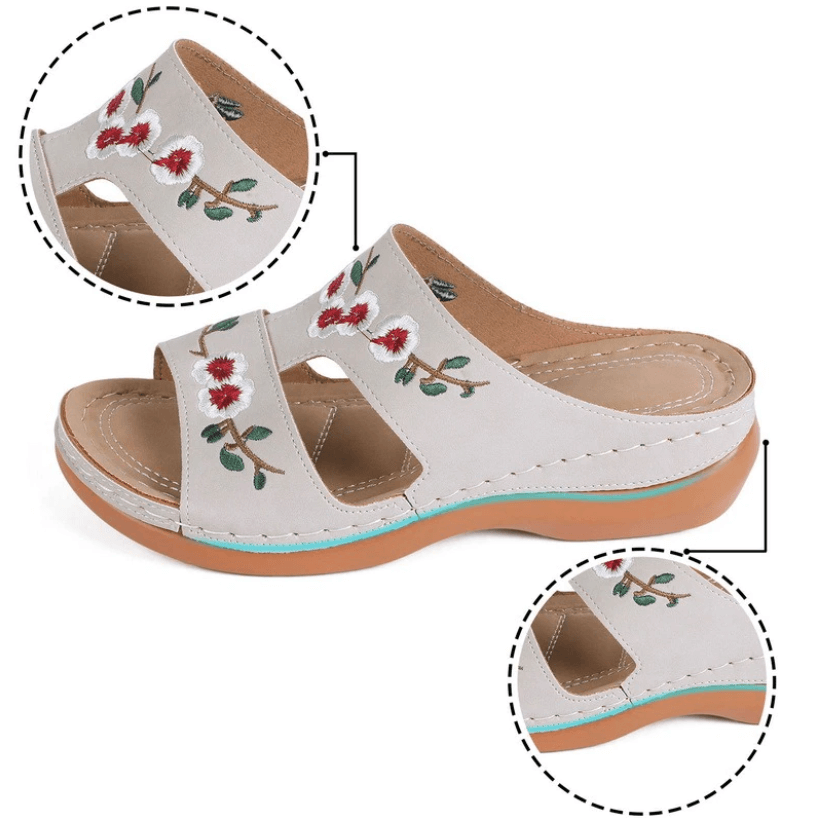 Orthopaedic flower sandals for women – Florina-Beige-3-Nora Luxe