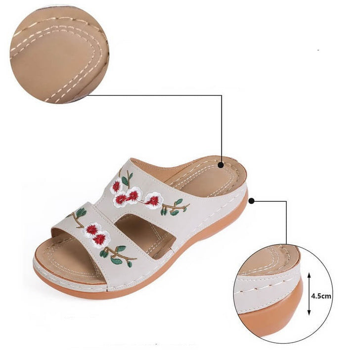 Orthopaedic flower sandals for women – Florina-Beige-3-Nora Luxe