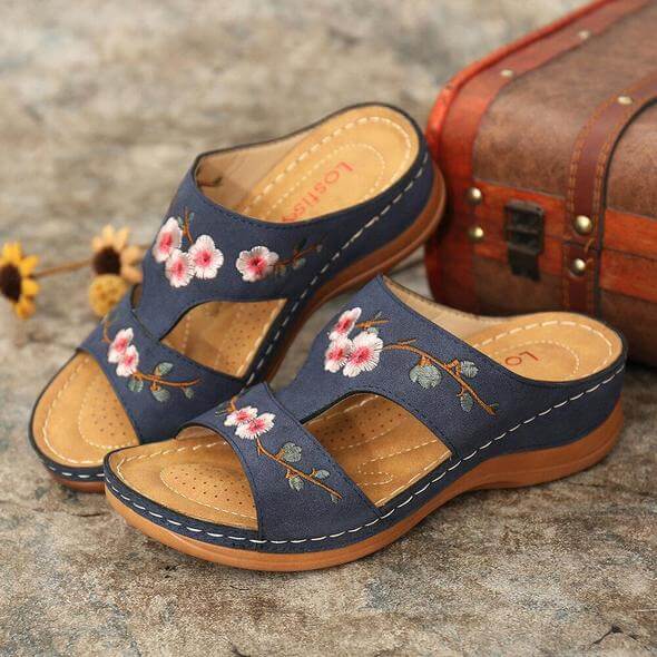 Orthopaedic flower sandals for women – Florina-Blue-3-Nora Luxe