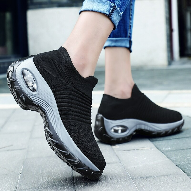 Orthopaedic Hypersoft Running Shoes for Women – Eliana-Black Gray-4.5-Nora Luxe