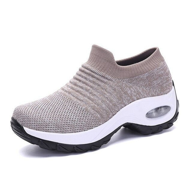 Orthopaedic Hypersoft Running Shoes for Women – Eliana-Khaki-4.5-Nora Luxe