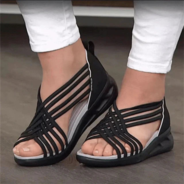 Orthopaedic Ladies Summer Sandals – Liora-Black-4.5-The Livary