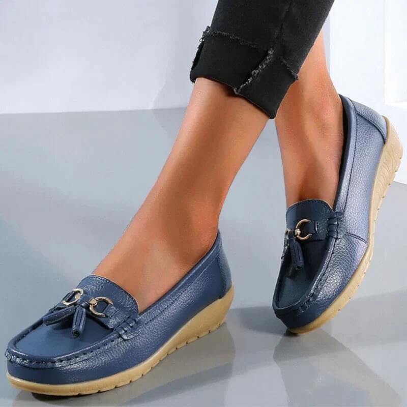 Orthopaedic Leather Loafers – Isabella-Dark blue-4.5-The Livary