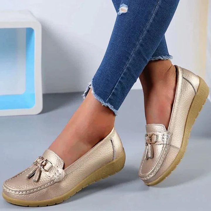 Orthopaedic Leather Loafers – Isabella-Gold-4.5-The Livary