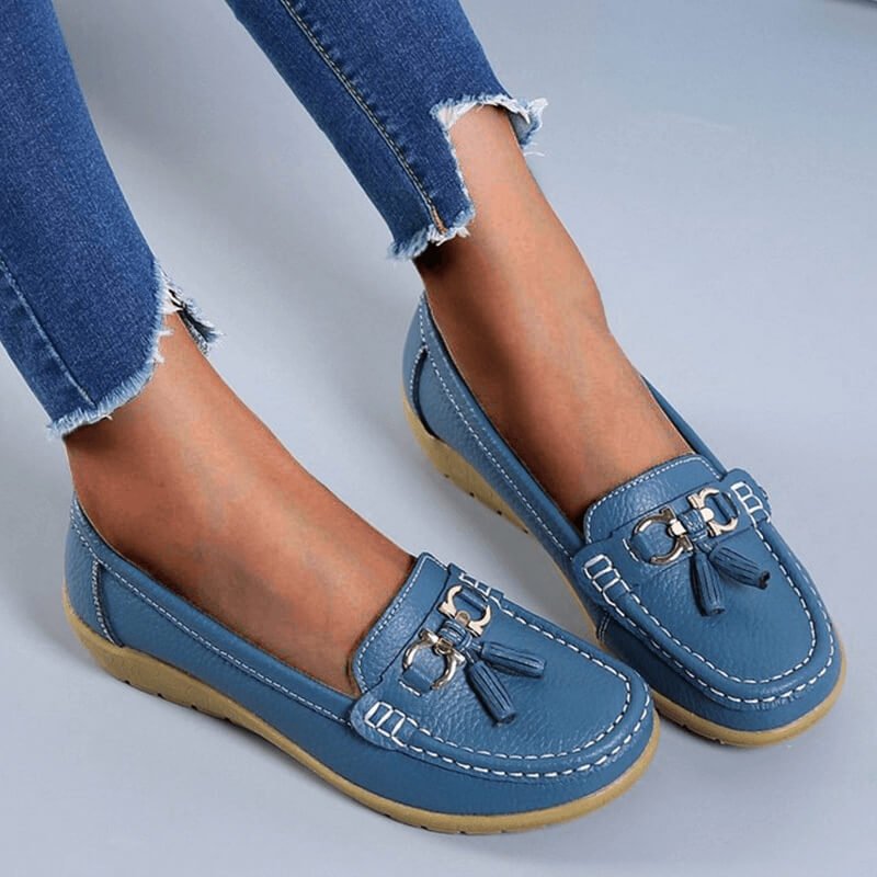 Orthopaedic Leather Loafers – Isabella-Light blue-4.5-The Livary