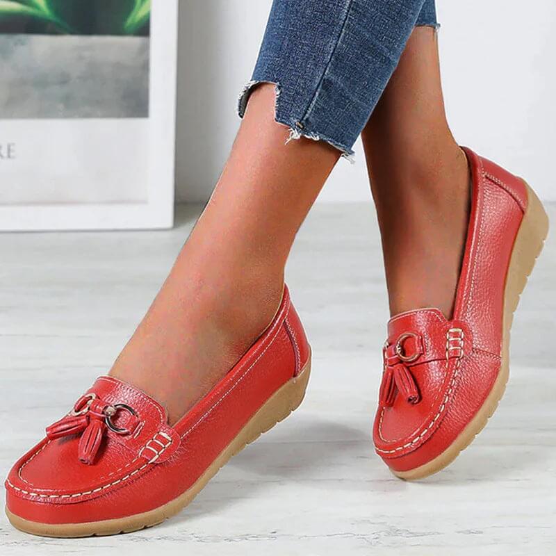 Orthopaedic Leather Loafers – Isabella-Red-4.5-The Livary