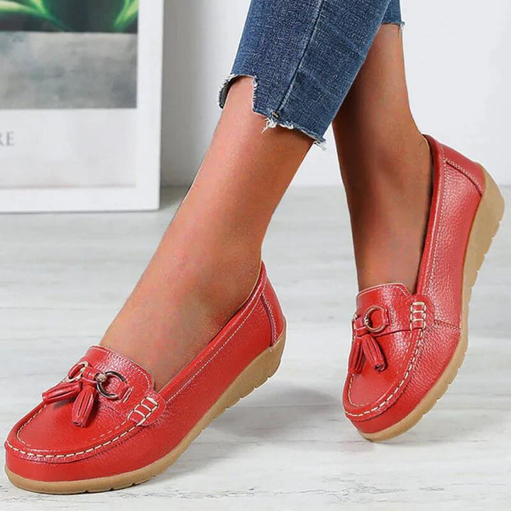 Orthopaedic Leather Loafers – Isabella-Red-4.5-The Livary