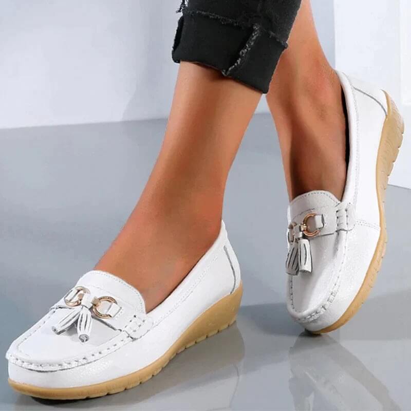 Orthopaedic Leather Loafers – Isabella-White-4.5-The Livary