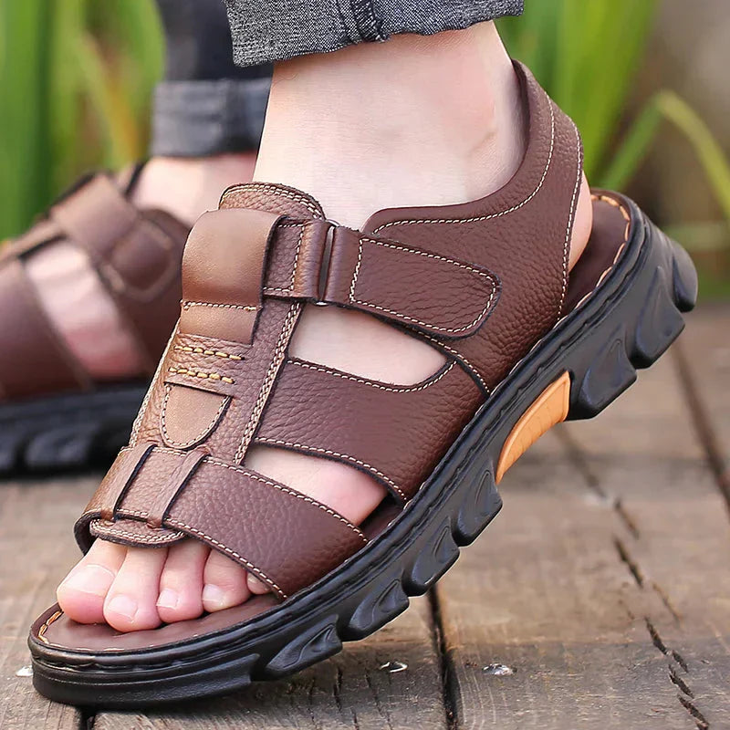 Orthopaedic Leather Men's Sandals – Thijs-Brown-6-State of Style