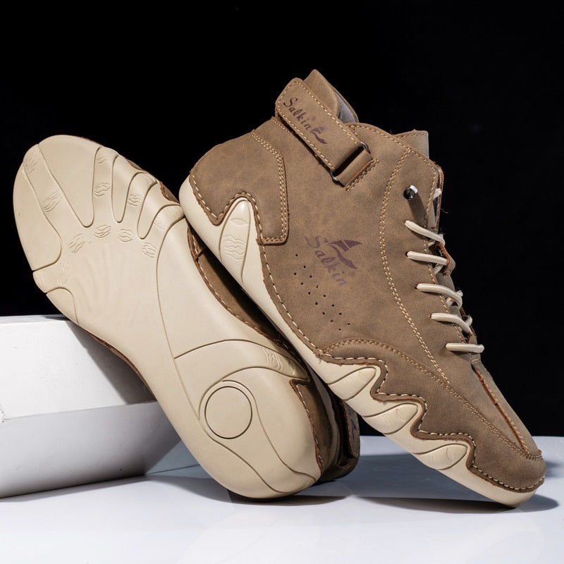 Orthopaedic Leather Shoes - Ethan-Khaki-4.0-Nora Luxe