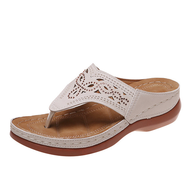Orthopaedic Massage Sandals with Wedge Sole – Soraya-Beige-3-State of Style