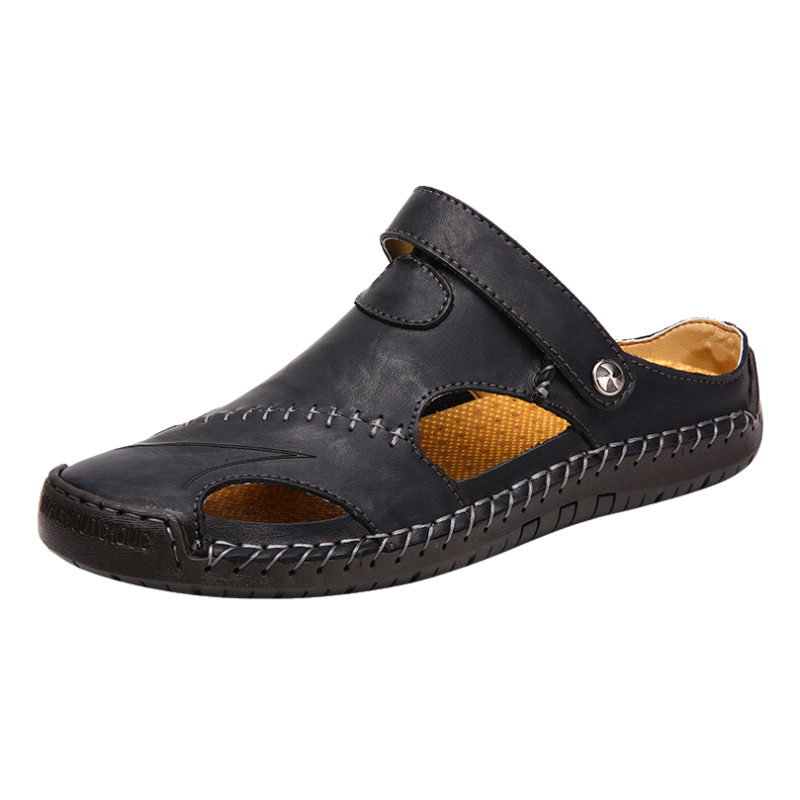 Orthopaedic men's leather sandals - Marco-Black-5.5-Nora Luxe