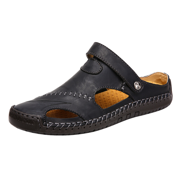 Orthopaedic men's leather sandals - Marco-Black-5.5-Nora Luxe