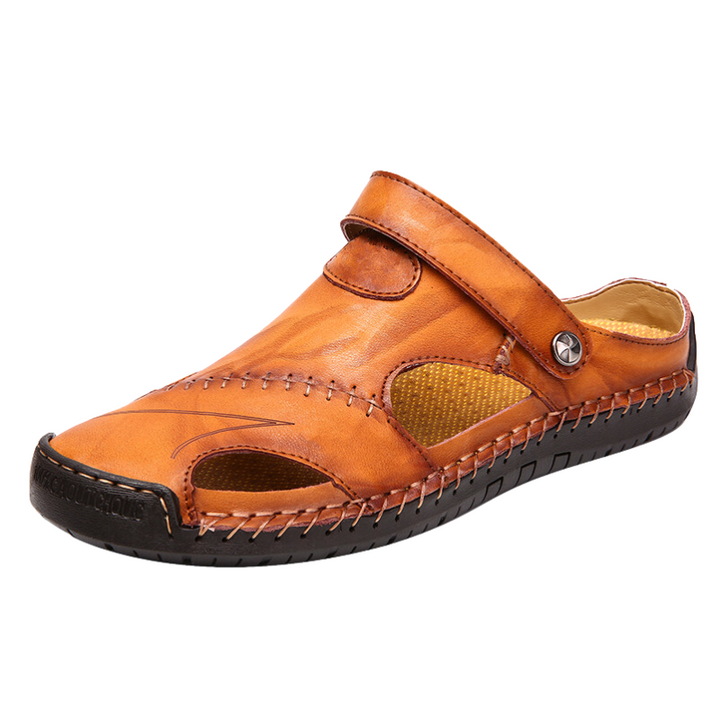 Orthopaedic men's leather sandals - Marco-Light brown-5.5-Nora Luxe