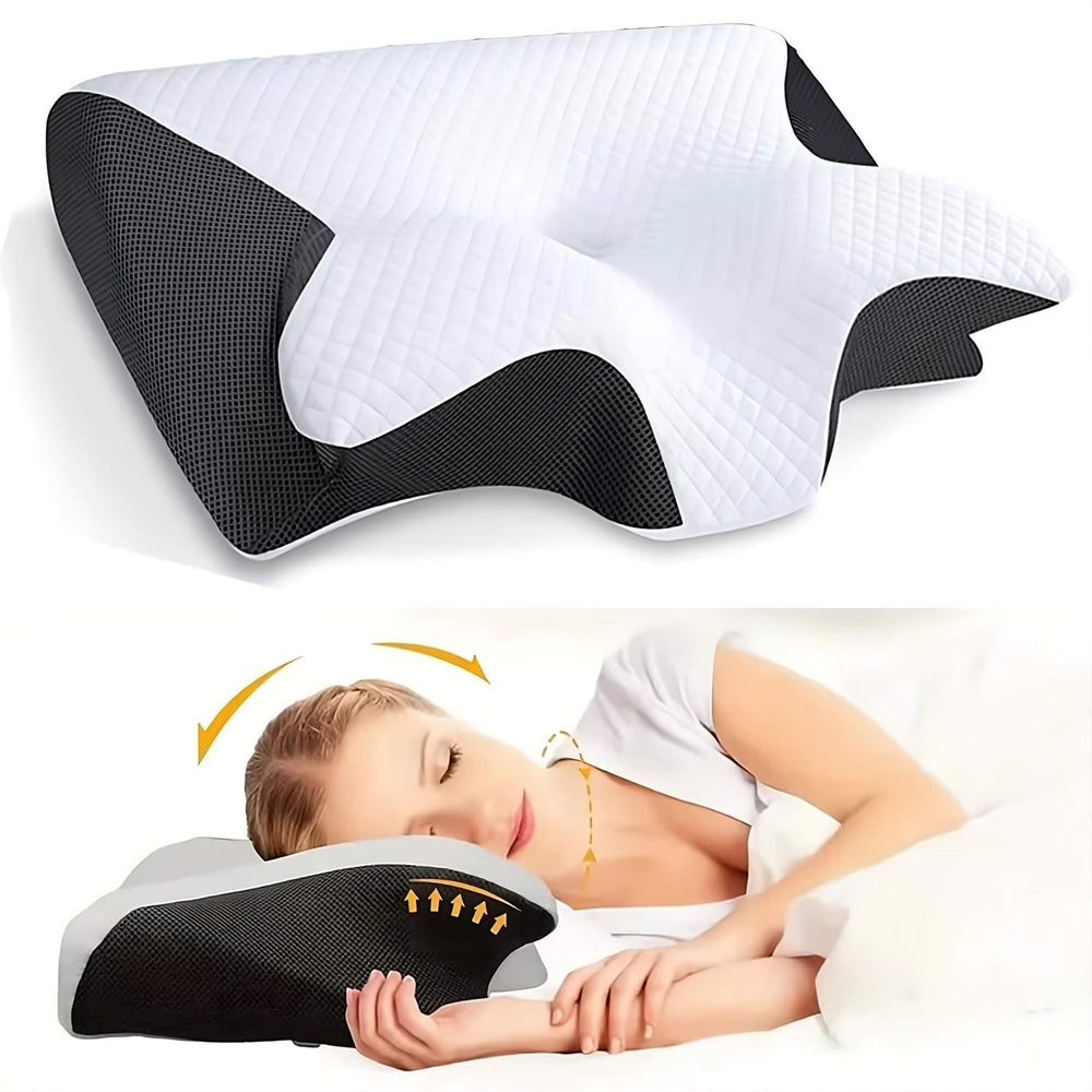 Orthopaedic Pillow - DreamAlign-White Black-Nora Luxe