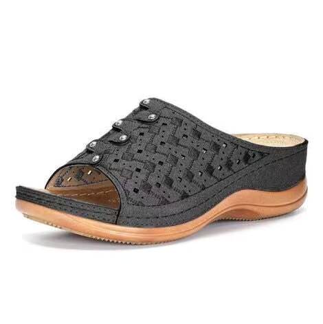 Orthopaedic Support Sandals - OrthoFlex-Black-2.5-Nora Luxe