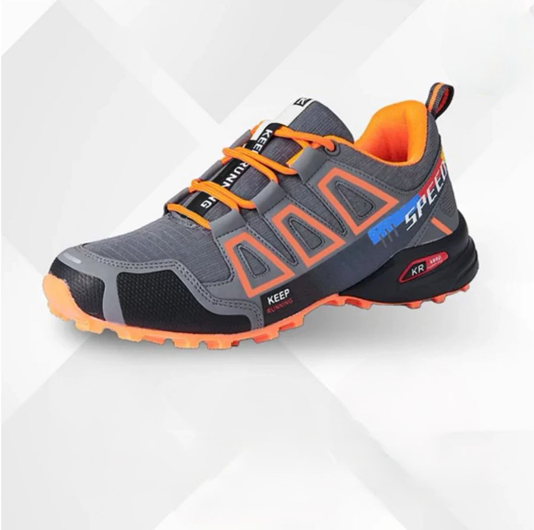 Orthopaedic trekking and hiking shoes - Alpena-Grey-Orange-3-Nora Luxe