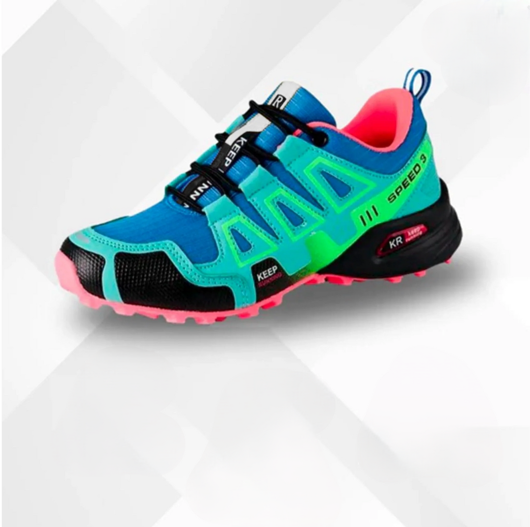 Orthopaedic trekking and hiking shoes - Alpena-Turquoise Blue-3-Nora Luxe