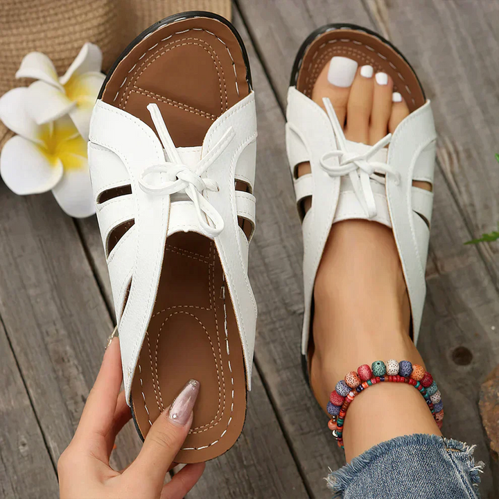 Orthopaedic Wedge Sandals with Arched Knot – Mirella-Red-3-State of Style