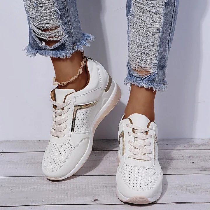 Orthopaedic women's sneakers with cushioning & arch support – Valora-White-3-Nora Luxe