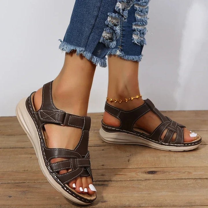Orthopedic leather sandals for women – Emilia-Brown-3-Nora Luxe